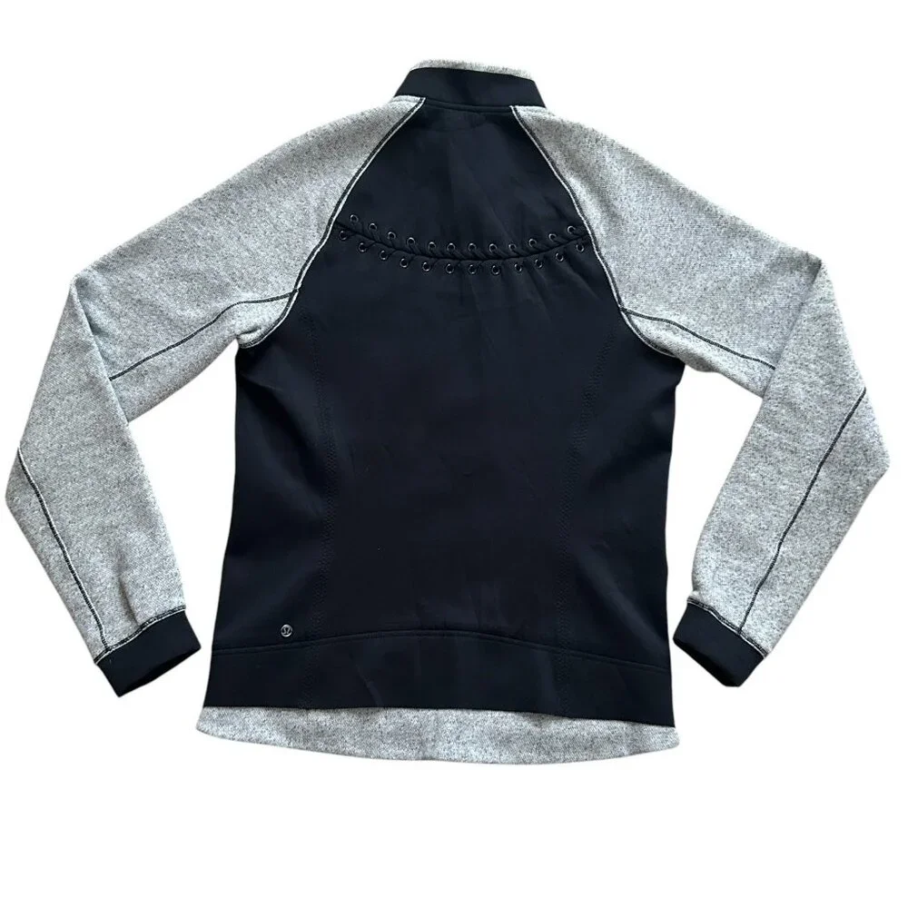 Lululemon Womens Jacket Size 4 Black Gray Var-City Bomber Baseball Stitching‎